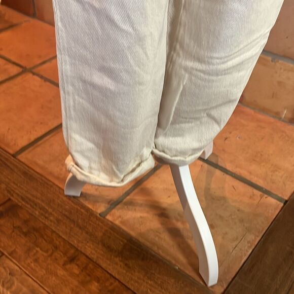 Zara Cream 100% Cotton Loose Fit Drawstring Waist Crop Pant, size L - Picture 4 of 8